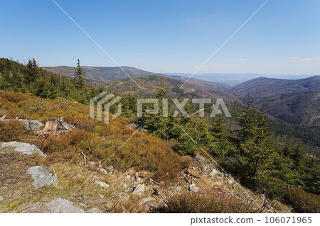Slope at Silesian Beskids range near european Szczyrk town in Poland 106071965