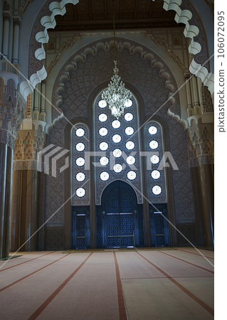 Interior of Hassan II mosque in Casablanca city in Morocco - vertical Interior of Hassan II mosque in Casablanca city in Morocco - vertical 106072095
