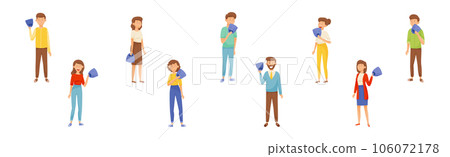 People Characters Expressing Emotion Hiding Behind Mask with Fake Feeling Vector Set People Characters Expressing Emotion Hiding Behind Mask with Fake Feeling Vector Set 106072178