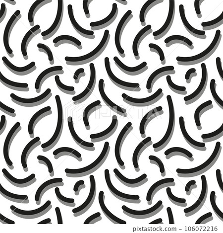 Geometric Seamless Pattern of simple arcs. Black white gray monochrome vector. Semicircular lines in doodle style. For print clothes, textiles, fabrics, web design, covers, wallpapers Geometric Seamless Pattern of simple arcs. Black white gray monochrome vector. Semicircular lines in doodle style. For print clothes, textiles, fabrics, web design, covers, wallpapers 106072216