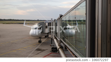plane waiting for departure on airport 106072297