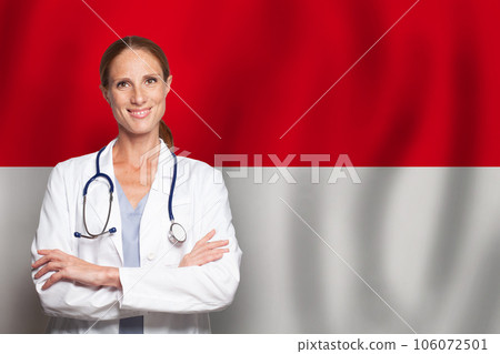 Indonesian general practitioner doctor gp on the flag of Indonesian 106072501