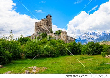 View of Valere Basilica in Sion, Switzerland 106072584