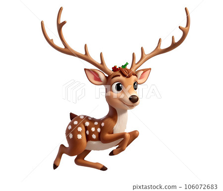 Cute cartoon christmas deer character isolated on background 106072683