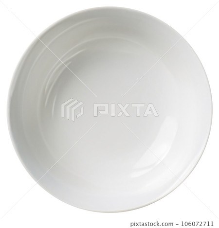 Top view of empty plate isolated on background. Dish cut out. Top view of empty plate isolated on background. Dish cut out. 106072711
