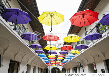 Colorful hanging umbrellas, Kosice, Slovakia 106072788