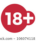 Red drop icon circle with age limit 106074118