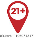 Red drop icon pointer with age limit 21 106074217