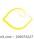 Yellow graceful lemon in one line. Icon isolated on white background 106074227