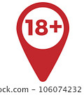 Red drop icon pointer with age limit 106074232