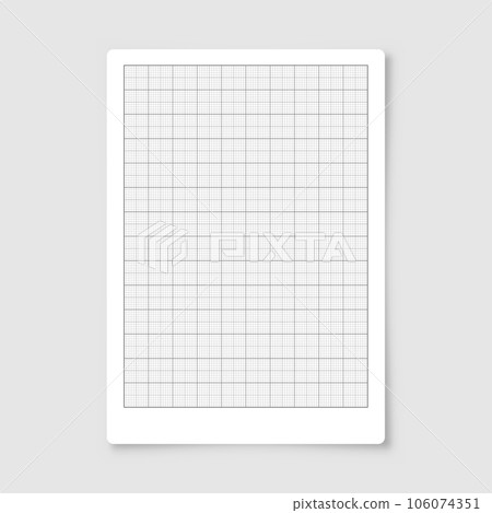 Sheet of graph paper with grid. Millimeter paper texture, geometric pattern. Gray lined blank for drawing, studying, technical engineering or scale measurement. Vector illustration 106074351