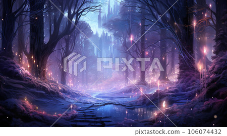 Enchanted forest at night 106074432