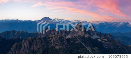 Canadian Mountain Landscape Nature Background. Aerial Panorama. Canadian Mountain Landscape Nature Background. Aerial Panorama. 106075923