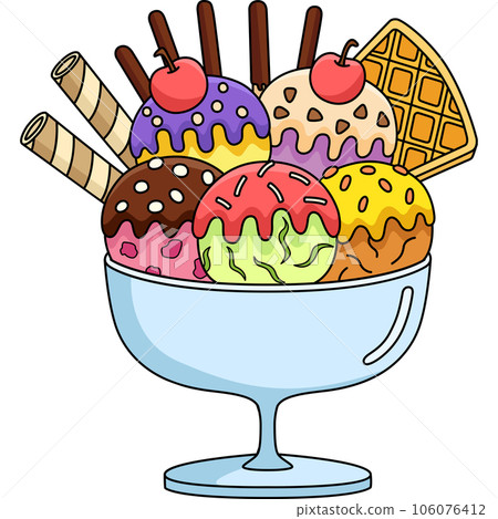 Ice Cream Cartoon Colored Clipart Illustration 106076412