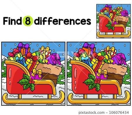 Christmas Sleigh Find The Differences 106076434