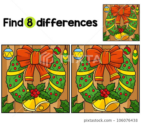 Christmas Wreath with Bells Find The Differences Christmas Wreath with Bells Find The Differences 106076438