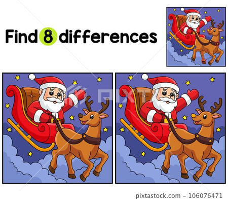 Christmas Santa and Reindeer Find The Differences Christmas Santa and Reindeer Find The Differences 106076471