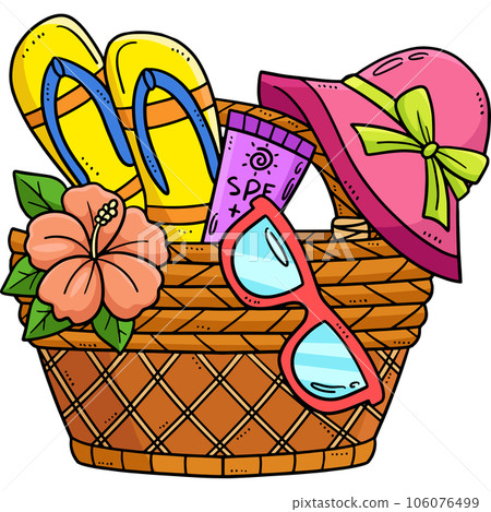 Rattan Bag, Sunglasses, Slippers Cartoon Clipart Rattan Bag, Sunglasses, Slippers Cartoon Clipart 106076499