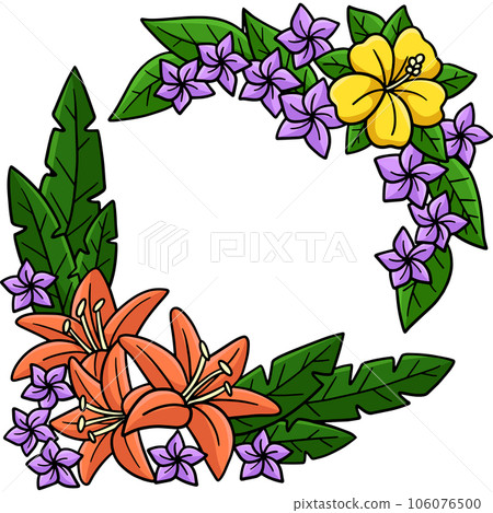 Flower Wreath Cartoon Colored Clipart Illustration Flower Wreath Cartoon Colored Clipart Illustration 106076500