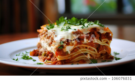 Traditional lasagna with minced beef Traditional lasagna with minced beef 106076831