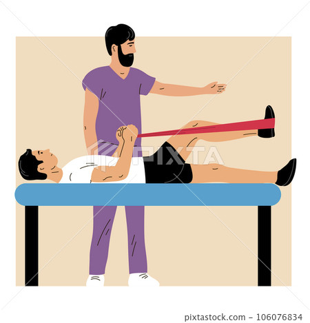 Man patient doing exercises under the supervision of a doctor 106076834