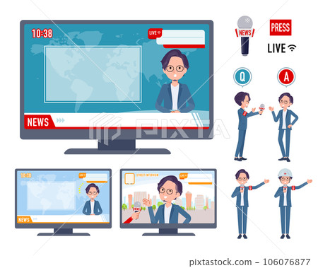 Set of business men appearing on news programs 106076877