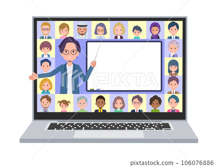Set of business men teaching classes online 106076886
