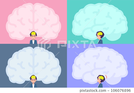 Set of brain shape frame and business man Set of brain shape frame and business man 106076896
