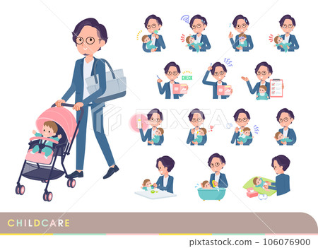 Set of business men taking care of babies Set of business men taking care of babies 106076900