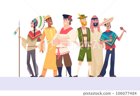 Multiracial people. multinational male and female persons worldwide friendship. Vector cartoon illustration 106077484
