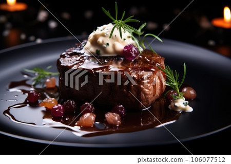 Beef steak with rosemary 106077512