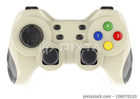 White game controller, top view. 3D rendering 106078220