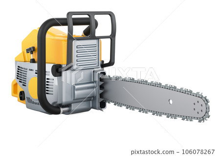 Chainsaw, closeup. 3D rendering 106078267