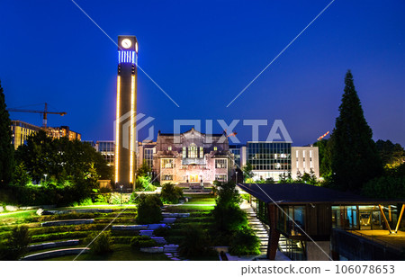 Ladner Clock Tower and Irving K. Barber Learning Centre at Vancouver Campus of University of British Columbia in Canada Ladner Clock Tower and Irving K. Barber Learning Centre at Vancouver Campus of University of British Columbia in Canada 106078653