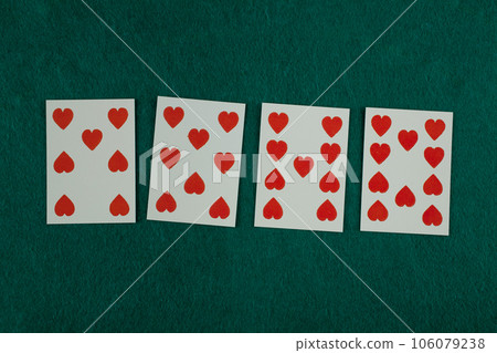 Old west era playing card on gambling table. Old west era playing card on gambling table. 106079238