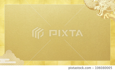 Gold leaf and dragon frame material 106080005