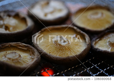 在木炭烤架上烤香菇 106080068