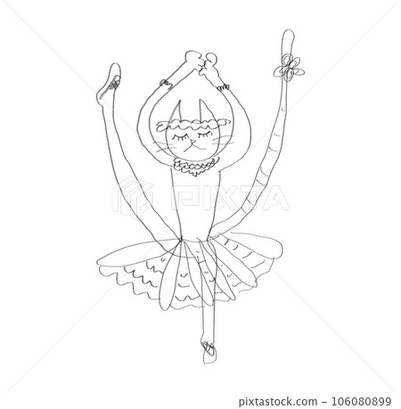一隻貓跳芭蕾舞的插圖 一隻貓跳芭蕾舞的插圖 106080899