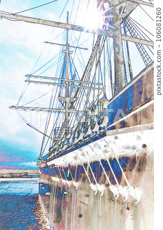 Pastel style "Bakumatsu Warship Kaiyo Maru Memorial Museum Hokkaido" Illustration Image Pastel style "Bakumatsu Warship Kaiyo Maru Memorial Museum Hokkaido" Illustration Image 106081260