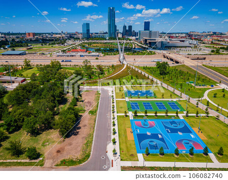 Aerial view of Skydance Bridge and cityscape Aerial view of Skydance Bridge and cityscape 106082740