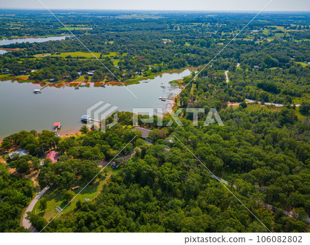 Aerial view of the landscape of Shawnee Reservoir 106082802