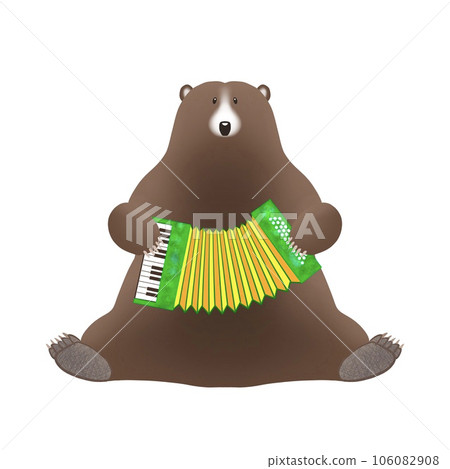 一隻熊快樂地拉手風琴的插圖 106082908