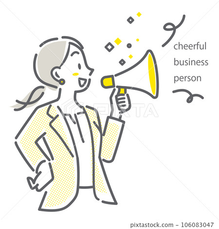 拿著擴音器的女商人簡單時尚的線條畫插圖 拿著擴音器的女商人簡單時尚的線條畫插圖 106083047