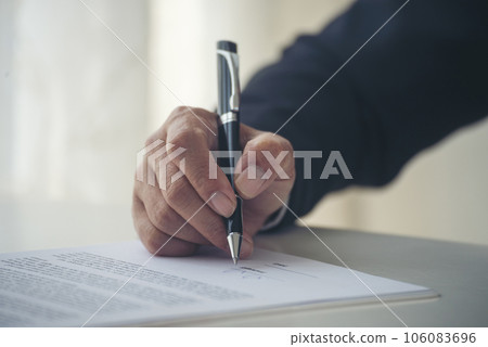 Asian business man using pen signing on new contract to starting projects in conference room. Close up manager businessman hands sign contract working meeting. Business agreement concepts. 106083696