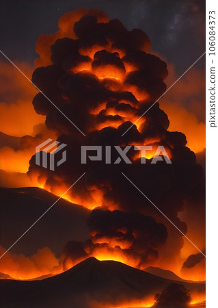 夜空中的火山和羽狀物 106084373