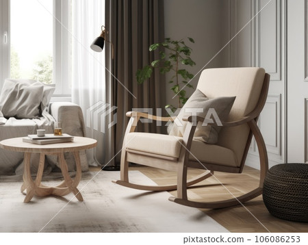 Comfortable living room with rocking chair. Generative AI 106086253