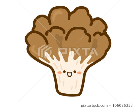Maitake mushroom illustration with a cute face 106086333