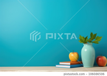 backpack on the table, with school supplies sticking out of it. school, study or teachers day concept. generative ai backpack on the table, with school supplies sticking out of it. school, study or teachers day concept. generative ai 106086506