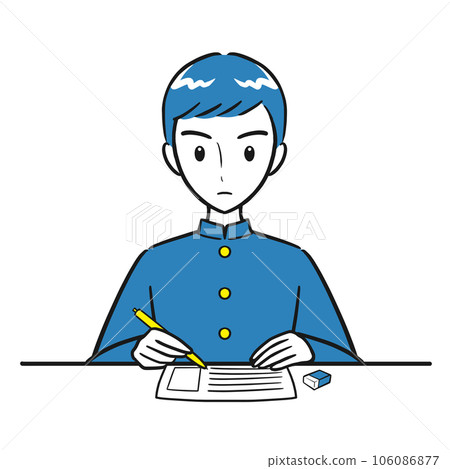 Male student taking a test with a serious face (simple) Male student taking a test with a serious face (simple) 106086877