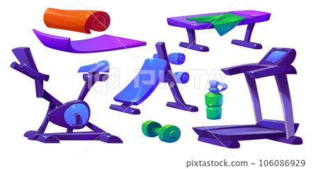 Home gym room with sport equipment cartoon vector Home gym room with sport equipment cartoon vector 106086929